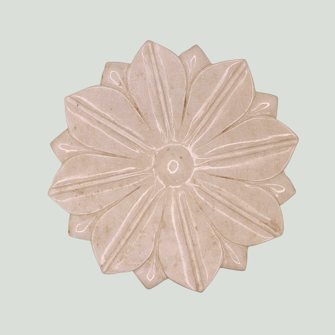 Thin Marble Lotus Plate