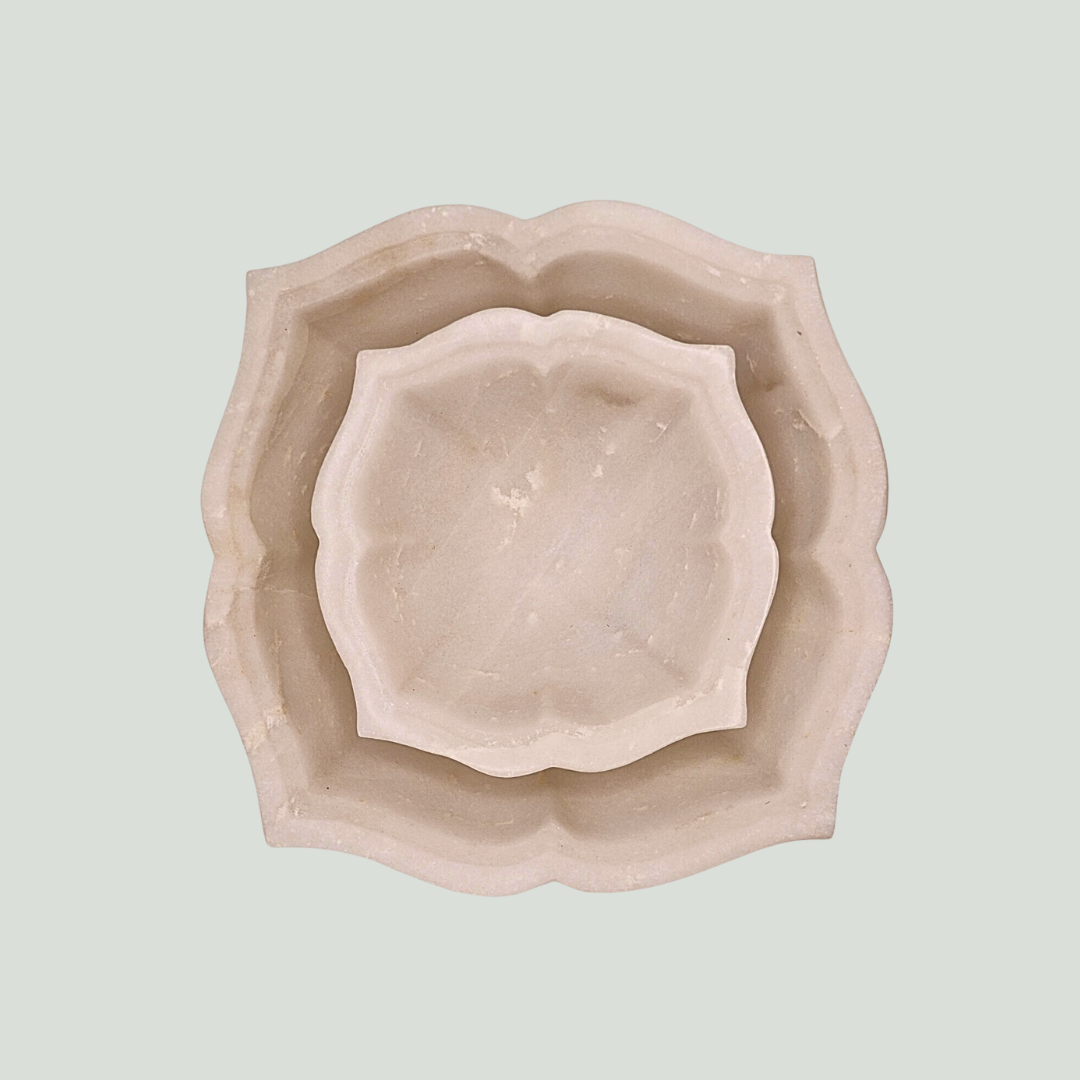 Square Marble Flower Bowl